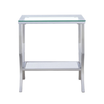 Porch & Den Chrome Glass Square Top End Table
