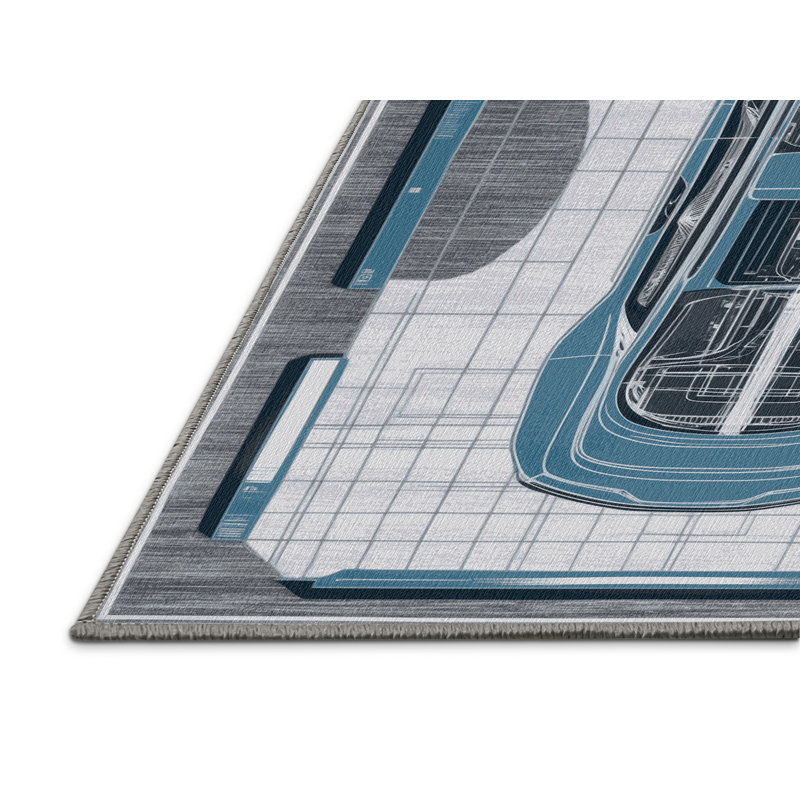 Tapis de transport gris lavable à la machine, Rectangulaire 3 pi x 5 pi
