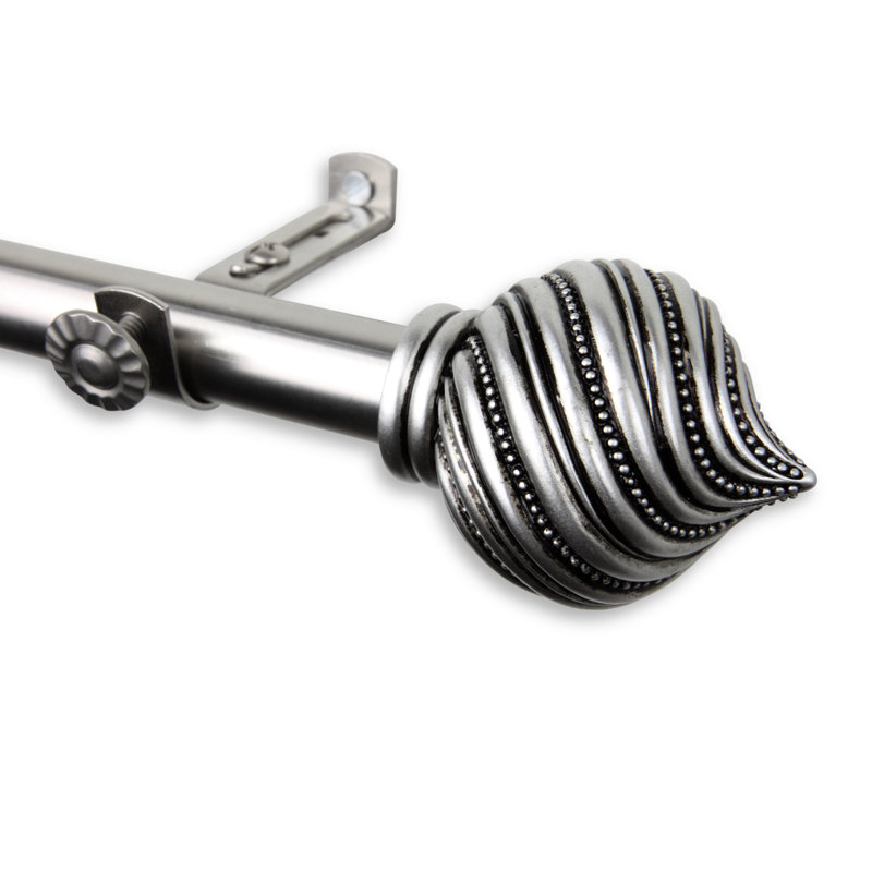 Tringle à rideaux simple Sebergham, Nickel satiné, 66 po à 120 po