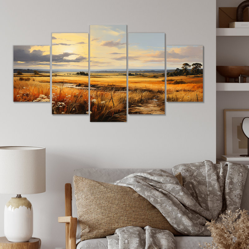  «Yellow Wheat Field Meadows III - Meadow Multipanel Wall Art Decor Set