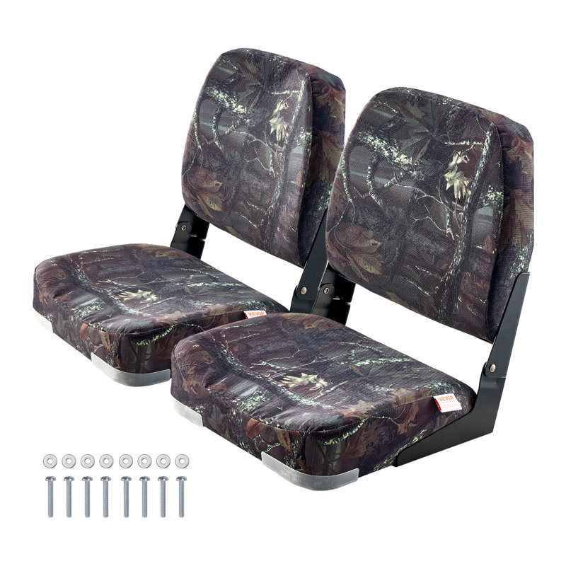 Coussin de siège de bateau à dossier bas rabattable et siège de bateau éponge camouflage 2 pièces
