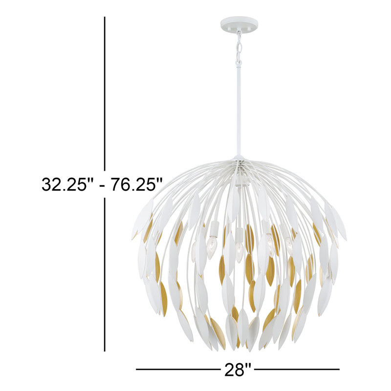 Luminaire suspendu 5 lumières, Blanc