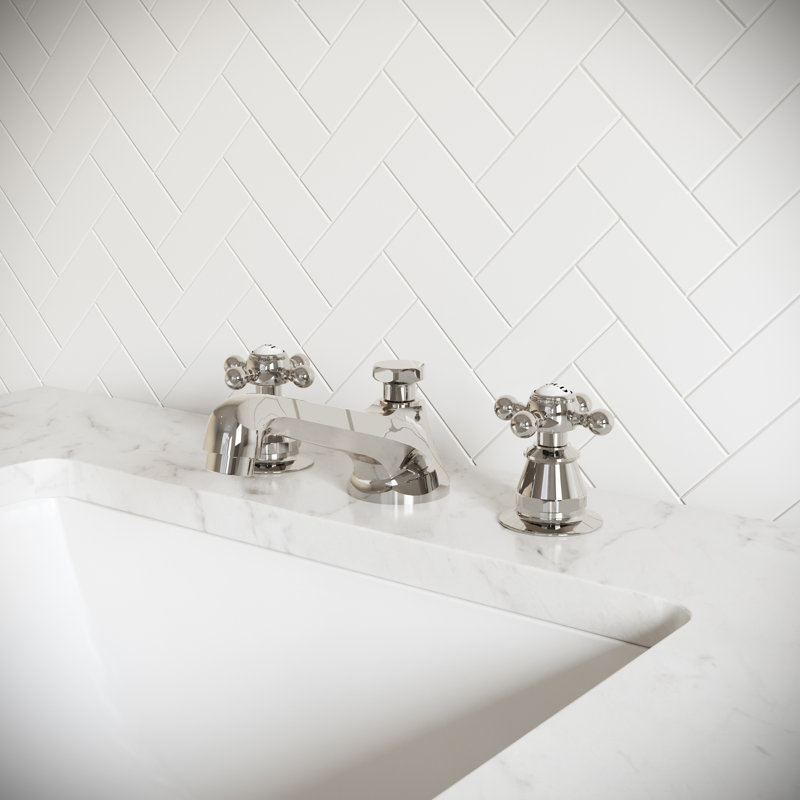 Carlson 2-handle Bathroom Faucet with Drain Assembly, Polished Nickel (PVD), Cross Handle
