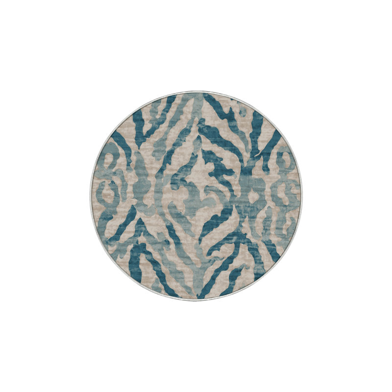 Tapis beige lavable à la machine, Rond 5 pi