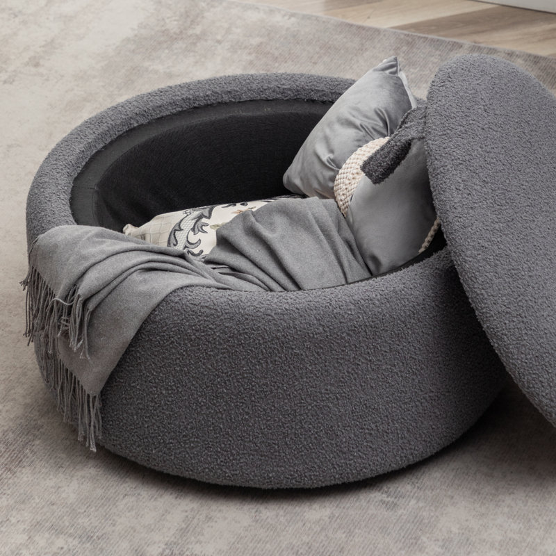 Repose-pieds rond avec rangement Savinien, Boucle performance grise