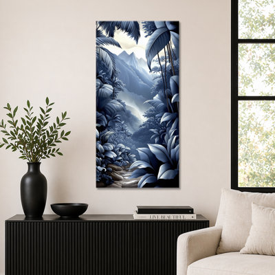 Impression murale paisible «Blue Calm Jungle Retreat I», décoration murale tropicale