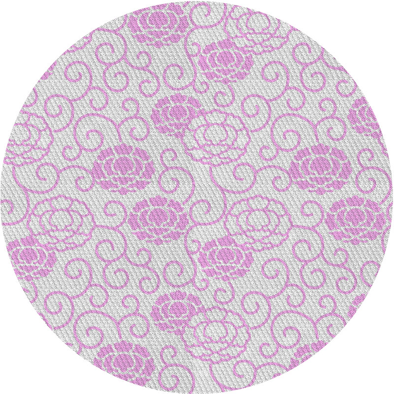 Tapis vert / bleu / rouge tissé à la machine, Rond 3 pi