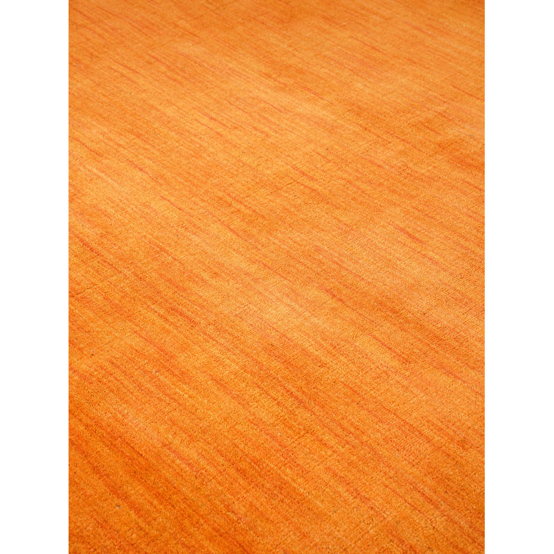 Manns Hand Knotted Loom Wool Eco-Friendly Area Rugs - Rectangle, Orange Color, Plain Solid Design, High Pile Thick Handmade Anti Skid Area Rugs for Living Room, Bed Room