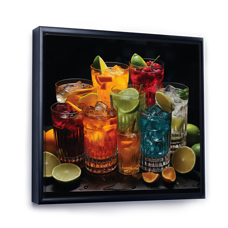 Cocktail Impression III, H 30 po x l 30 po x P 1 po, Cadre flottant noir