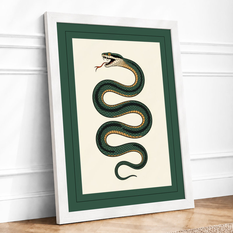 Snake In Profile Botanical - Print, A1 - 84.1 x 59.4 cm, White