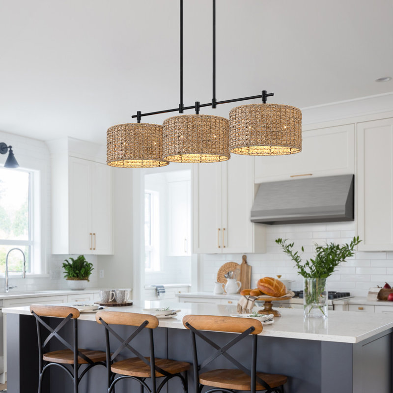 Stutz 3 - Light Rattan Drum Chandelier