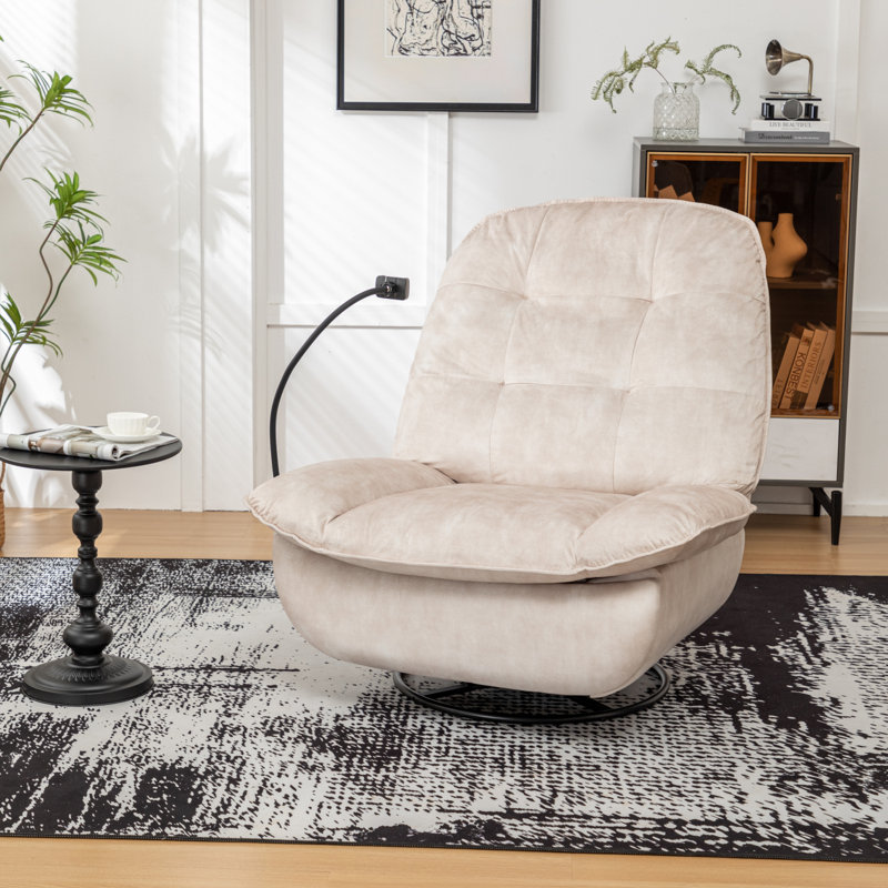 Swivel Recliner Chair, Ivory