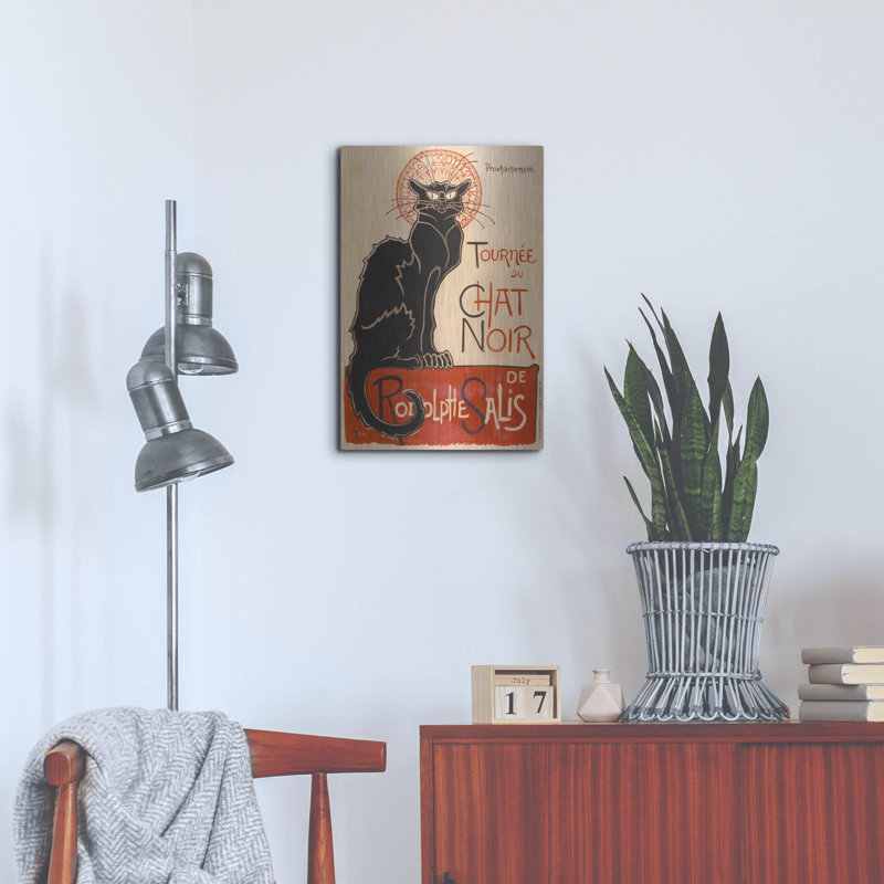Art mural en métal luxueux «Chat Noir» par Theophile Alexandre Steinlen, art mural en métal, H 24 po x l 16 po