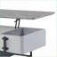 Table basse grise et blanche ultra brillante avec rangement dissimulé pour le salon, capacité de poids de 70 lb
