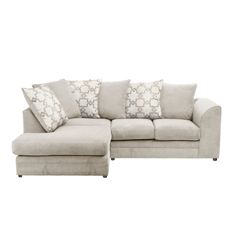 Arabella 4 Seater Chenille Corner Sofa, Stone, Left Hand Facing