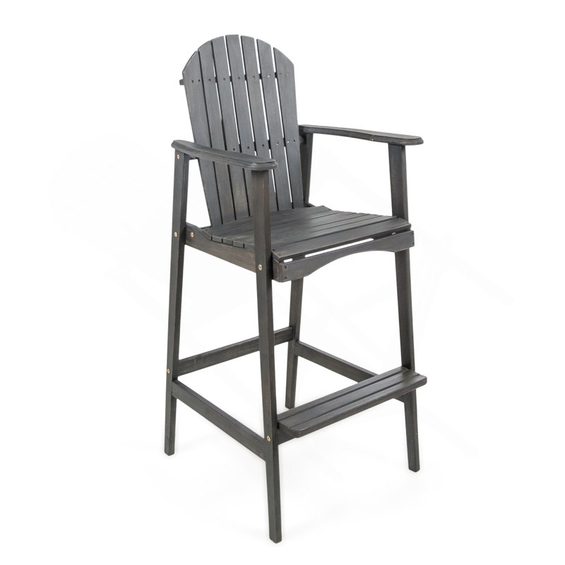 Tabourets de bar d'extérieur en bois d'acacia Adirondack, gris foncé, Gris foncé