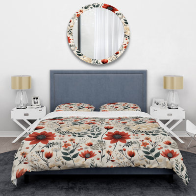 Ensemble de housse de couette Simplicity Nordic Red Floral Dreams I - Floral