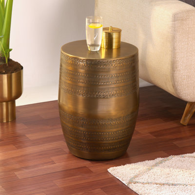 Modern Round Aluminum Hammered Embossed Texturing Metal Side Coffee Table