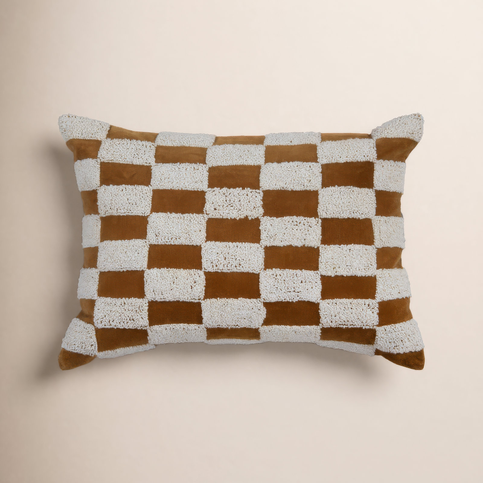 20" x 14" Cotton Pillow Cover & Insert, Polyester, Brown/Natural