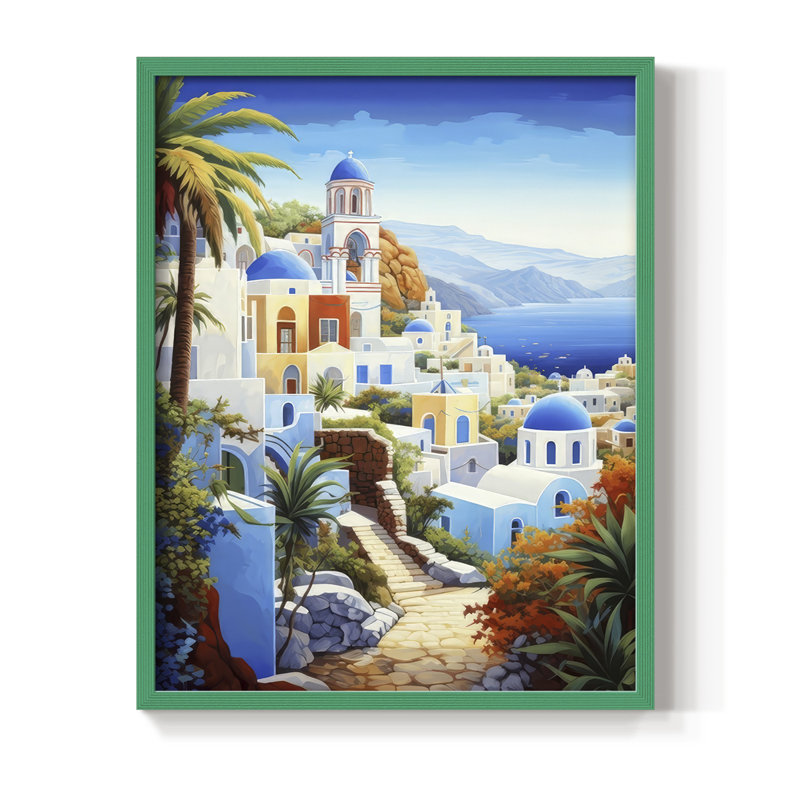 On the Aegean II, reproduction encadrée - bois massif, H 21 po x l 17 po, Vert