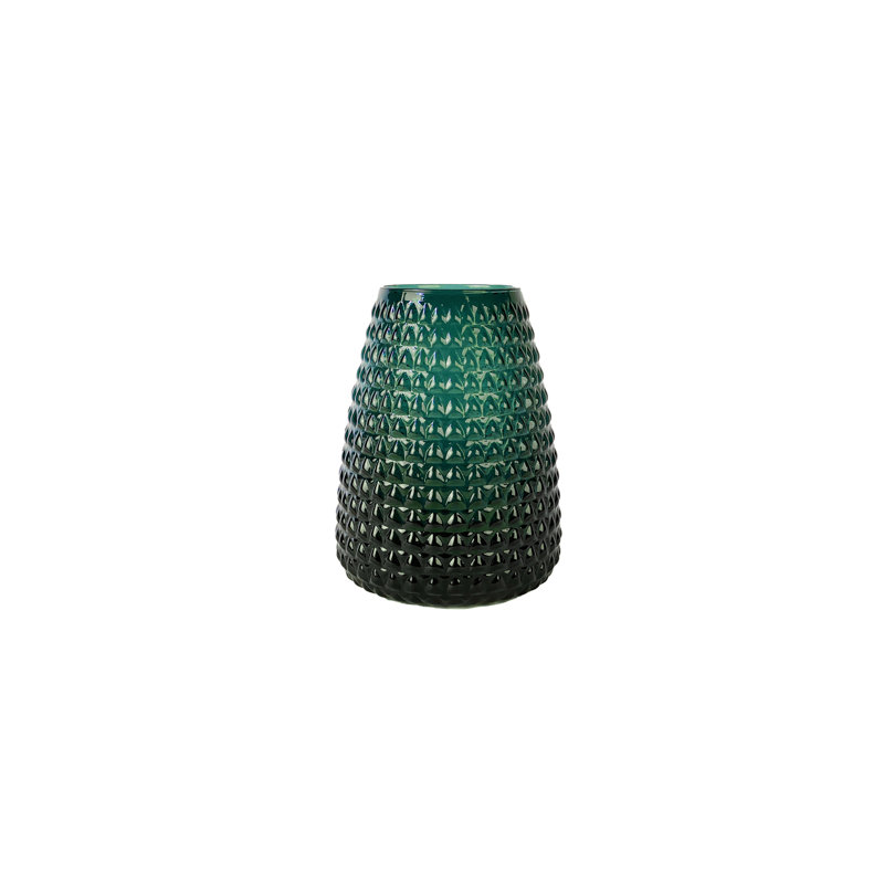 Dim Glass Table Vase 1, 30cm H x 19.5cm W x 19.5cm D, Green