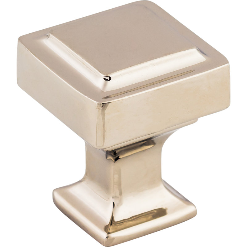 Ascendra 1 1/8" Length Square Knob, Polished Nickel, 1" Length