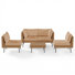 Ensemble de conversation modulaire en osier pour terrasse pour 4 personnes avec coussins