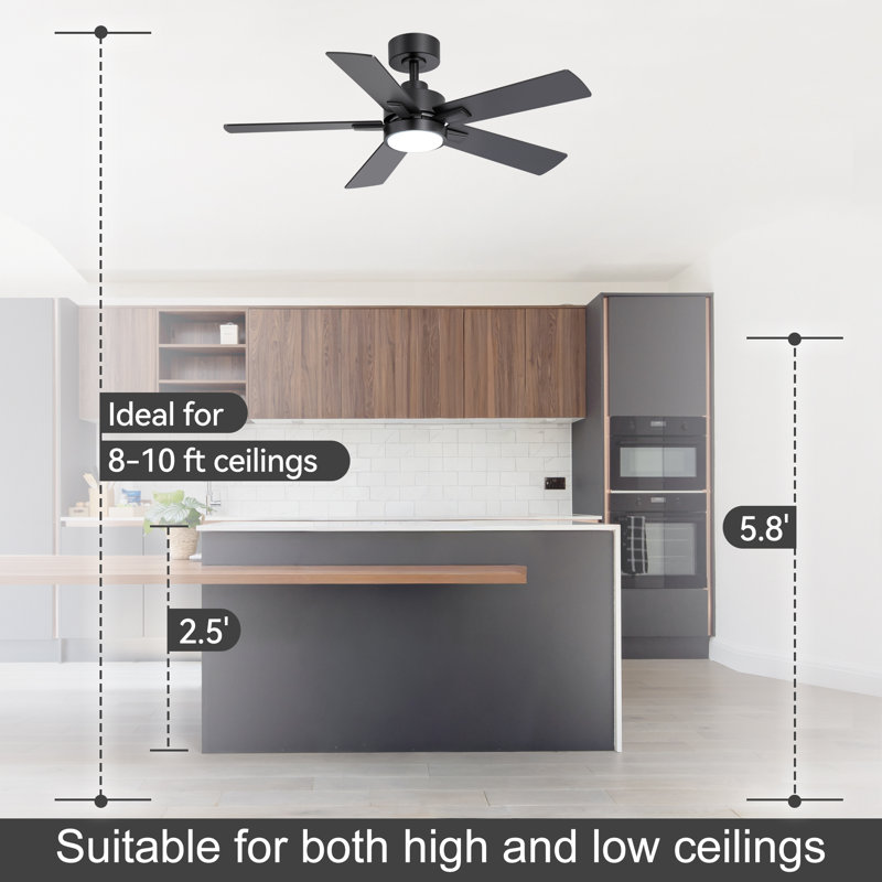 Ventilateur de plafond moderne de 107 cm (42 po) avec lumière et télécommande, moteur CC réversible silencieux, ventilateur de plafond à DEL 3CCT avec 6 vitesses et minuterie