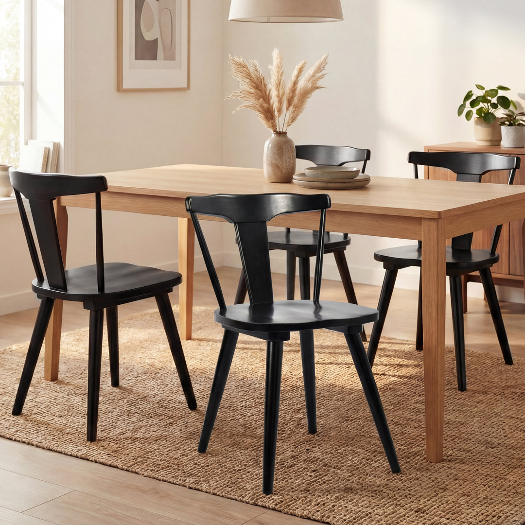 Brannagh 19.3" Modern Solid Wood Dining Chair Scandinavian Y-Shaped Backrest (Set of 4) Corrigan Studio®