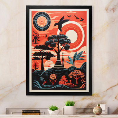 " Retro Full Moon Landscape In Red And Black I "