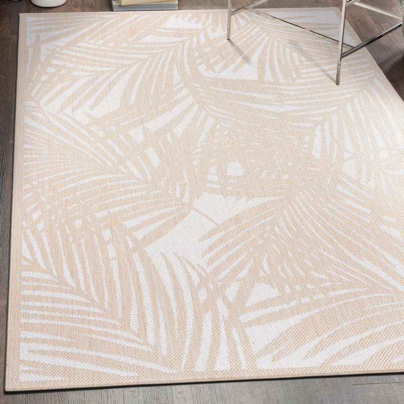 Deonta Floral Beige/Cream Indoor & Outdoor Area Rug, Rectangle 7'10" x 10'