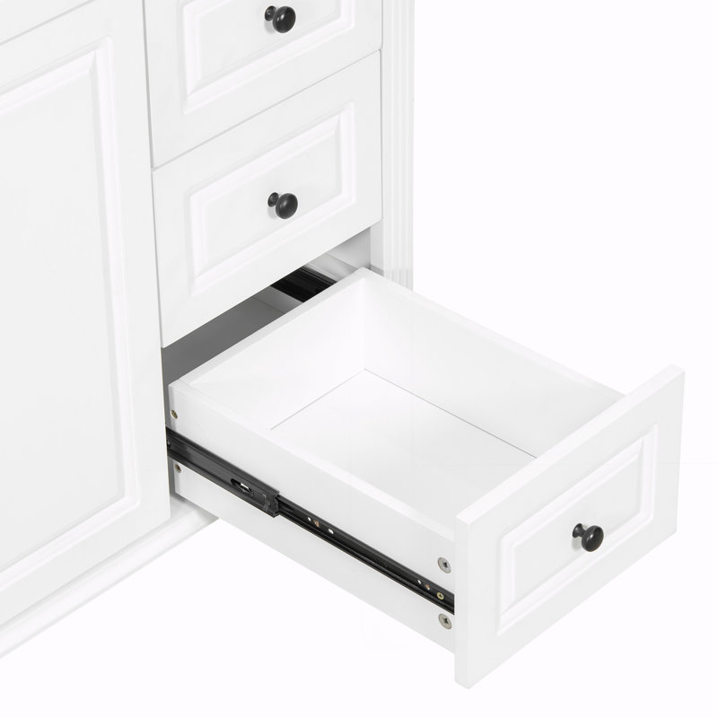 Meuble-lavabo 36 po avec lavabo, Blanc, Noir