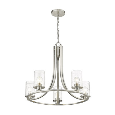 Beckett 5 - Light Steel Dimmable Wagon Wheel Chandelier