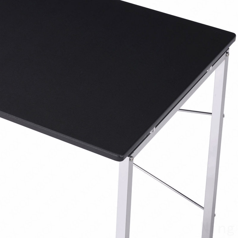 Black & Chrome Finish Vanity Desk