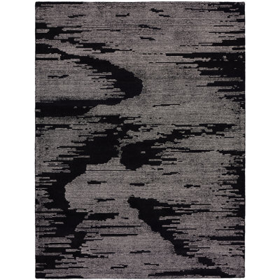 Abstract Area Rug in Black/Ivory