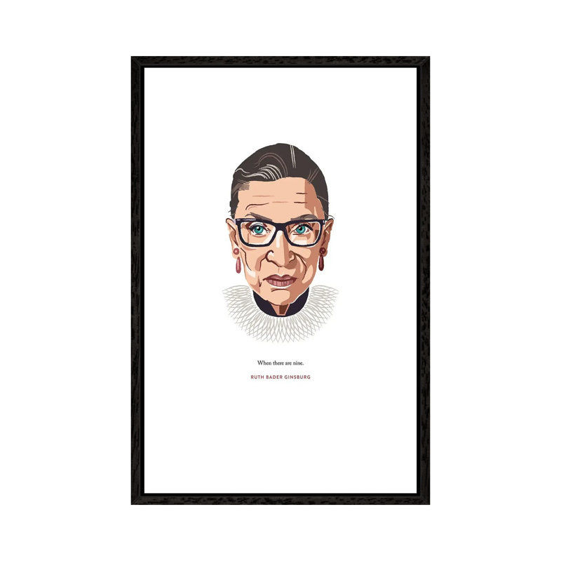RBG When There Are Nine Illustration 1 Piece Wall Art on Canvas, 66.04cm H x 45.72cm W x 3.81cm D, Black Framed