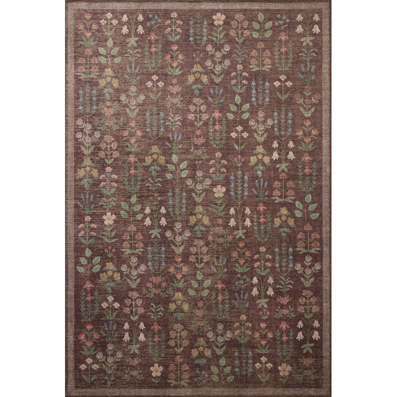 Rifle Paper Company x Loloi Edinburgh Merlot / Multi  Area Rug, Rectangle 5' x 7'6",  Merlot/Multicolor 