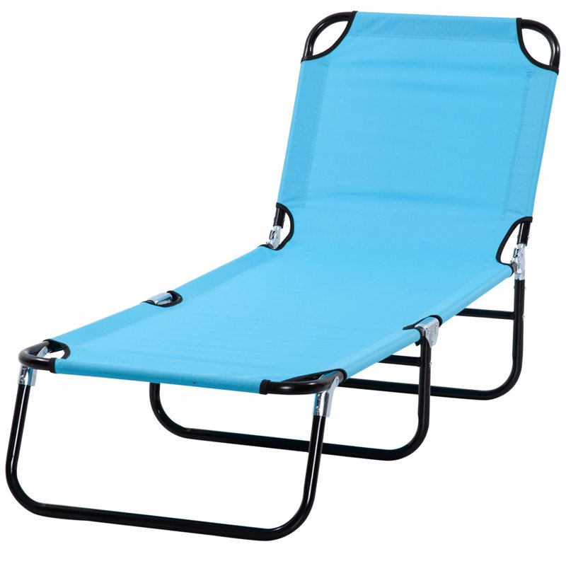 Folding Sunbathing Chair - 5 Recline Settings, Steel Frame, Sky Blue, Ideal For Outdoor In Yard, Patio 5 Beach Folding, Blue Use