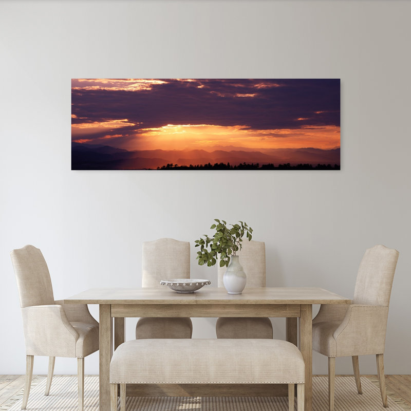 «Sunset Over Rocky Mts From Daniels Park Co USA», art contemporain de paysage forestier abstrait, H 20 po x l 60 po