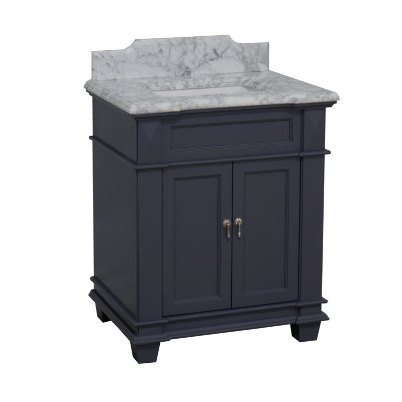 Aoibhin 30'' Single Bathroom Vanity with Top, Marine Gray, Carrara Marble
