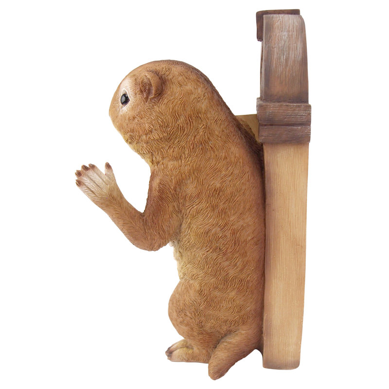 Hand-Painted Brown Resin Squirrel Welcome Door Sculpture