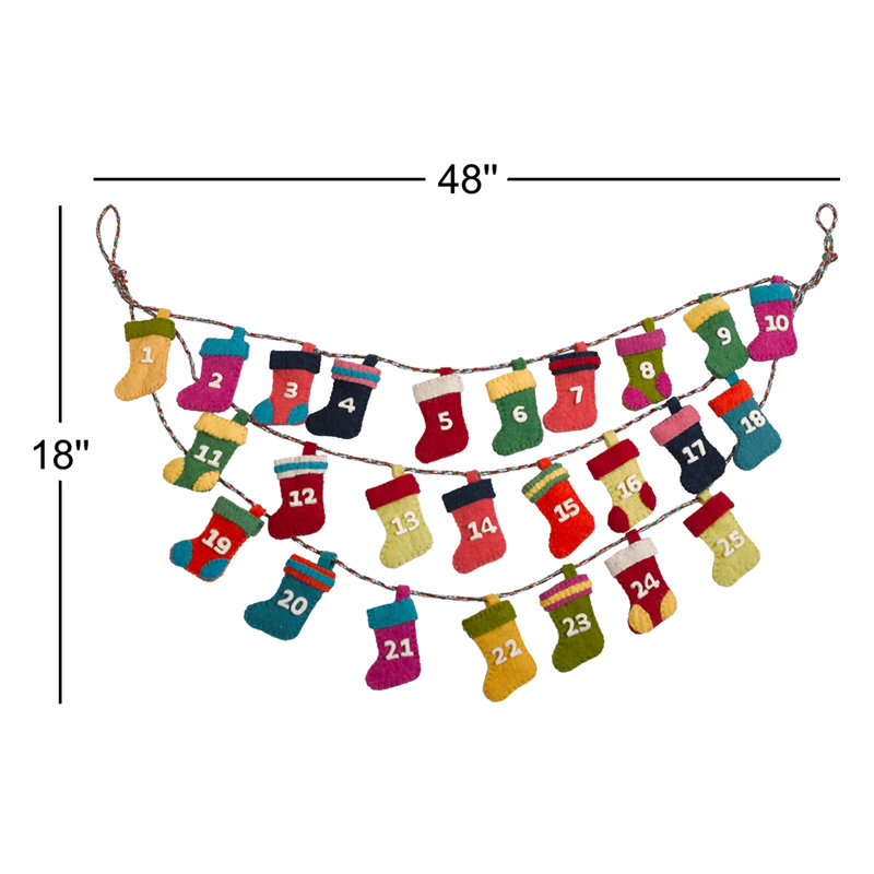 Calendrier de l'Avent petits bas en laine feutrée à la main