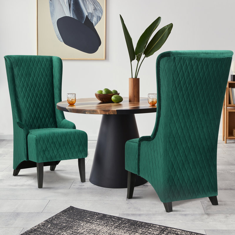Jillianna Upholstered Wingback Chair, Green Polyester Blend
