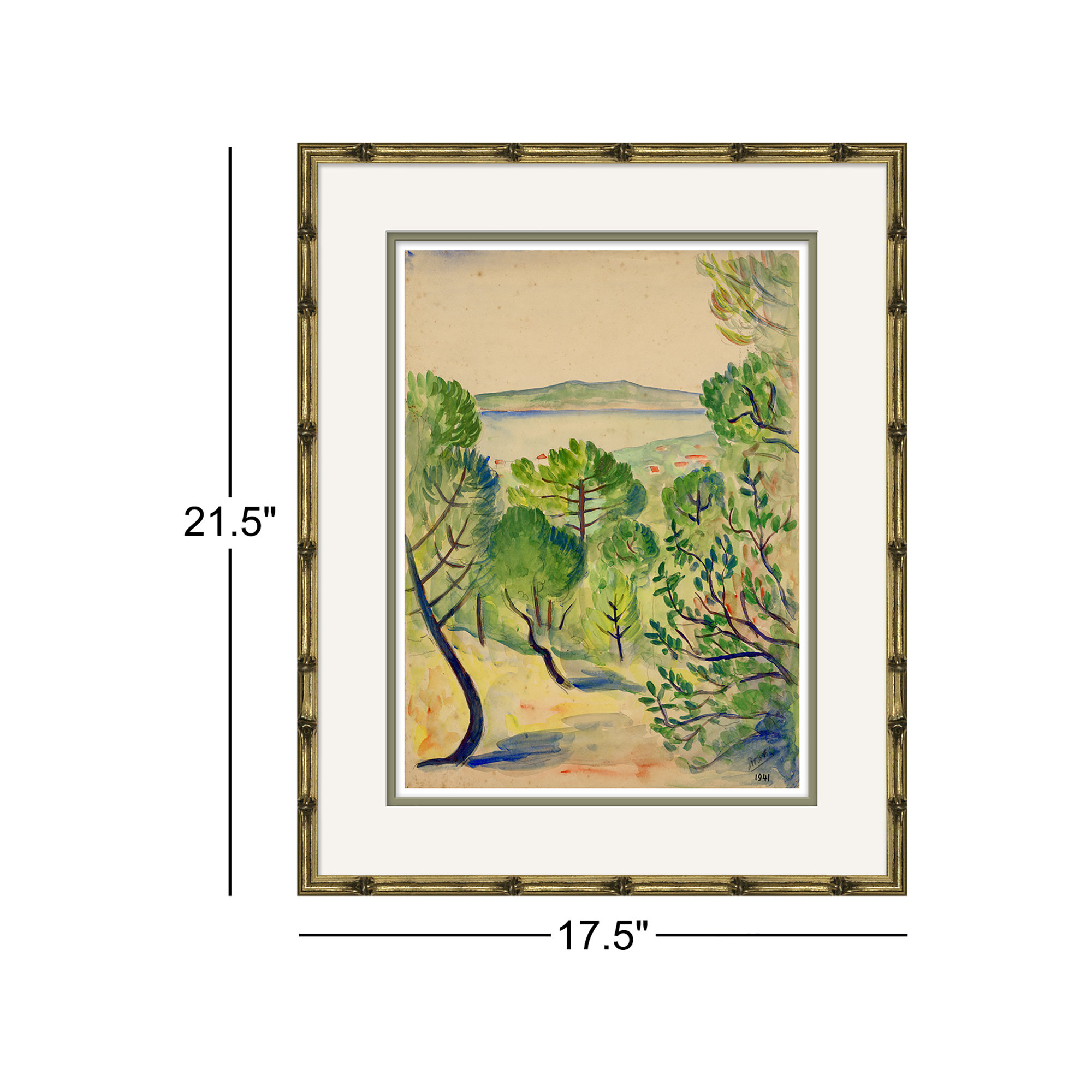 Primitive Landscape - Small, 21.5" H x 17.5" W x 2.25" D, Bronze Framed
