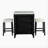 Dining Room Transitional 3pc Dining Set Gloss Table Top w Storage Shelves Side 2x Stools Black Ivory White