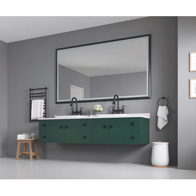 Ensemble de miroir de salle de bain mural 72 po x l 48 po à cadre rectangulaire anti-buée