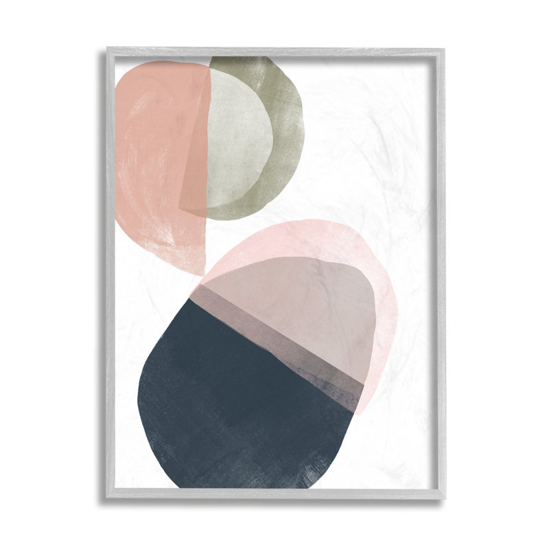 Capsule asymétrique abstraction bleu vert rose, H 14 po x l 11 po, Estampe numérique Farmhouse