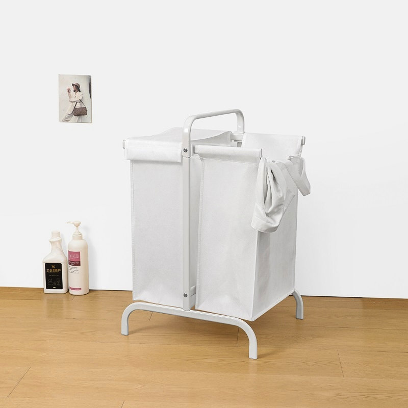 Grand panier à linge 110L 2, panier à linge blanc avec couvercle et cartes de tri pour les vêtements