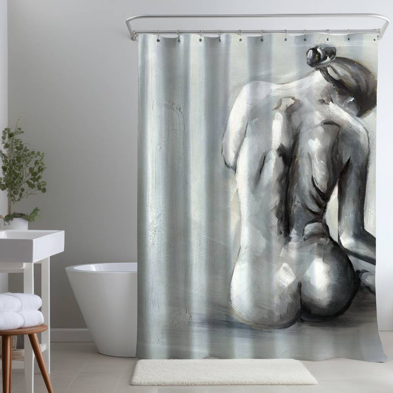 Shower Curtain FI1 – Polyester Shower Curtain, Dye Sublimation Print, 71" W × 74" L