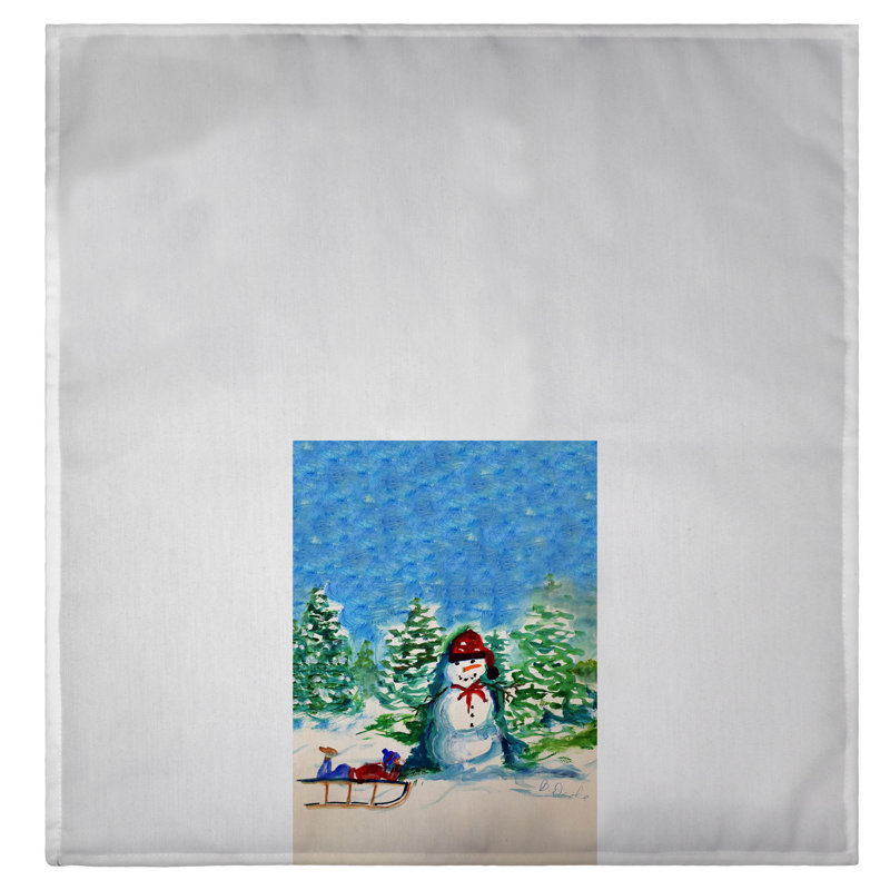 Torchon bonhomme de neige et traîneau